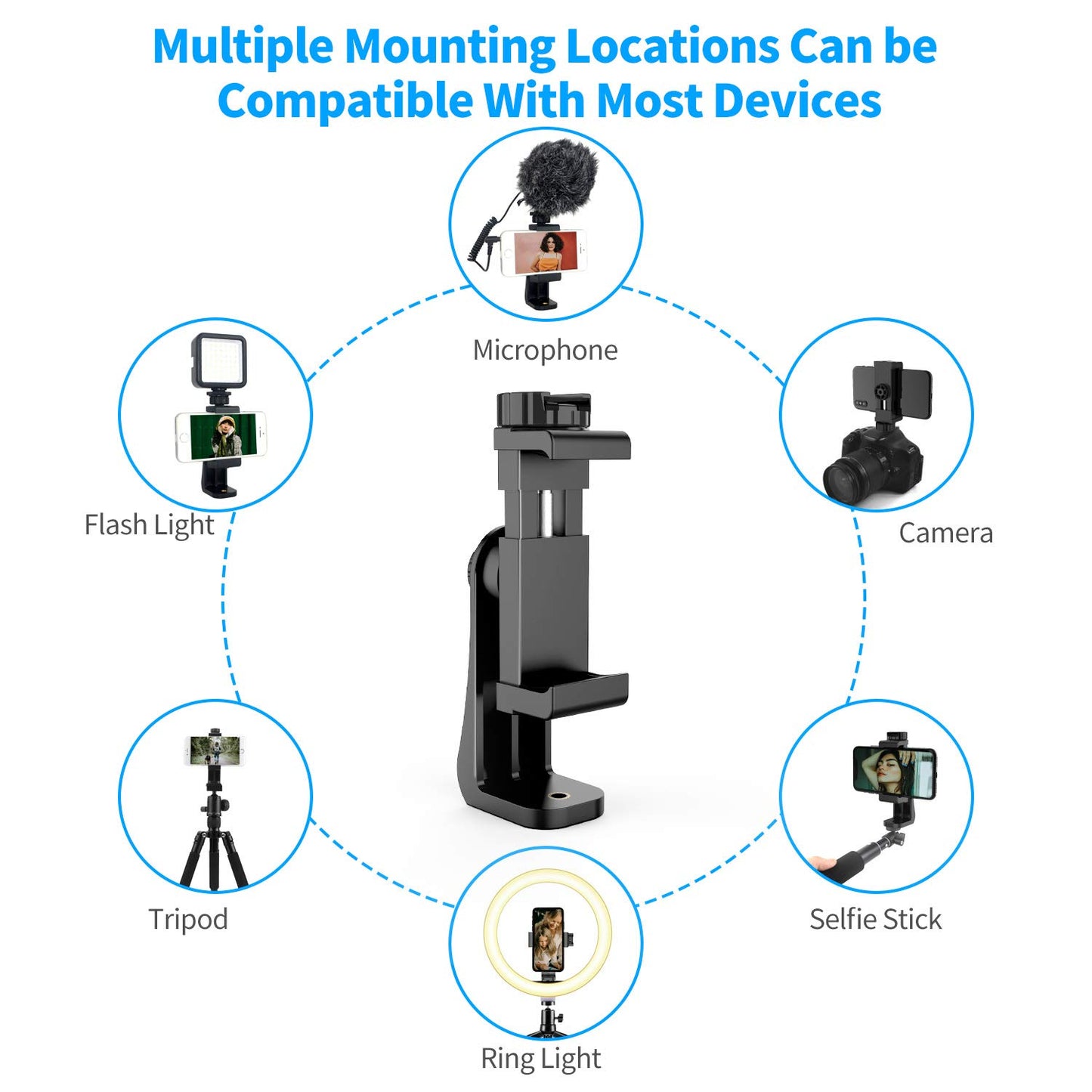 Owine Universal Dual Cell Phone Tripod Mount Adapter Premium Smartphone Clamp, Compatible with iPhone,Samsung Galaxy,Note,Lg,All Smartphones