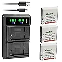 Kastar 3-Pack NP-40 Battery and LTD2 USB Charger Replacement for Minolta MN4K100Z 4K Ultra HD, Minolta MN4K30NV 4K Ultra HD / 30 MP, Minolta MN100HDZ