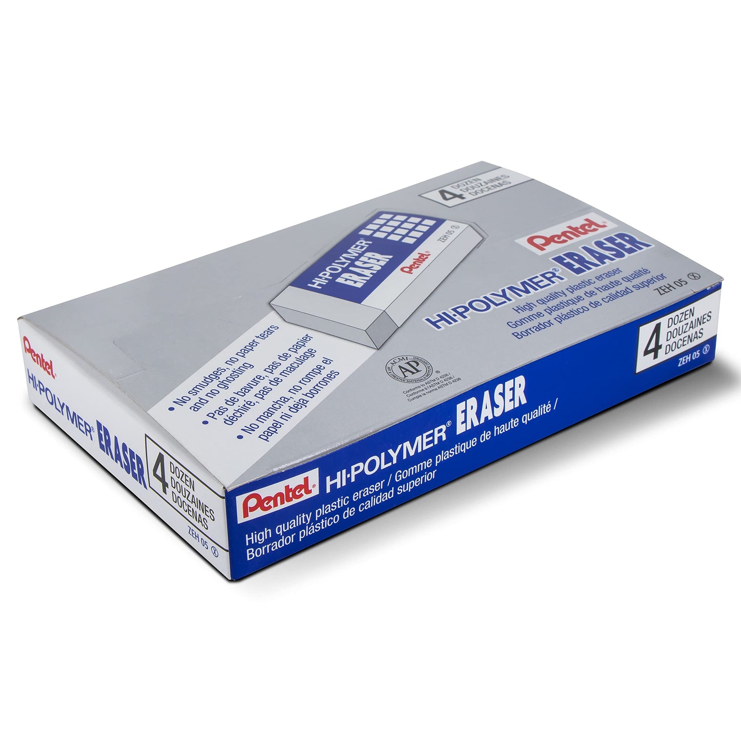 Pentel Hi-Polymer Block Eraser, Small, Box of 48 (ZEH-05)