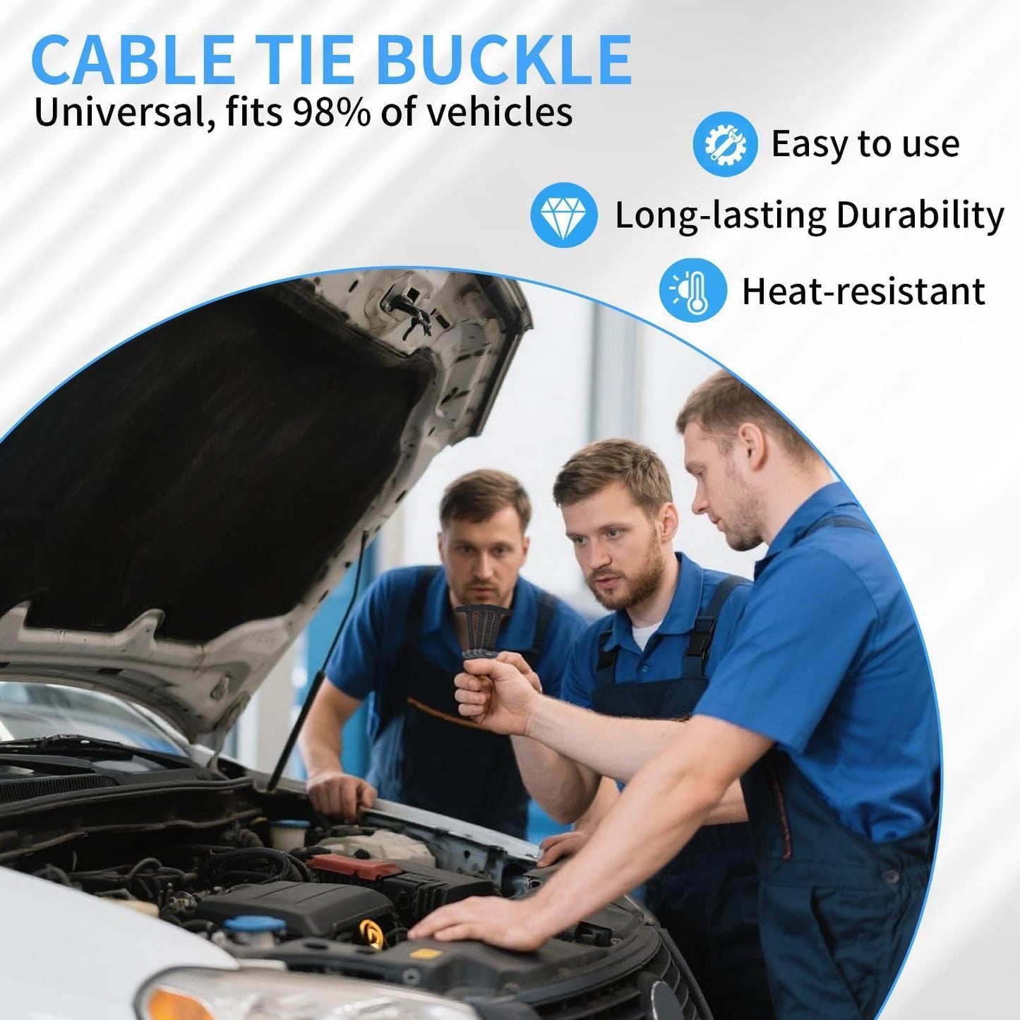 200PCS Nylon Universal Cable Tie Buckles, Heavy Duty Automotive Cable Ties & Fasteners, T-Head Clips Universal Car Bumper Fender Clips, Wire Bundling