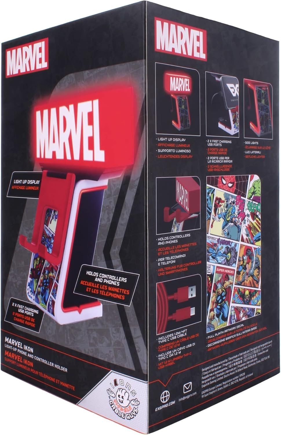 Exquisite Gaming Marvel Logo Charging Stand with USB-C Cable & Phone Holder