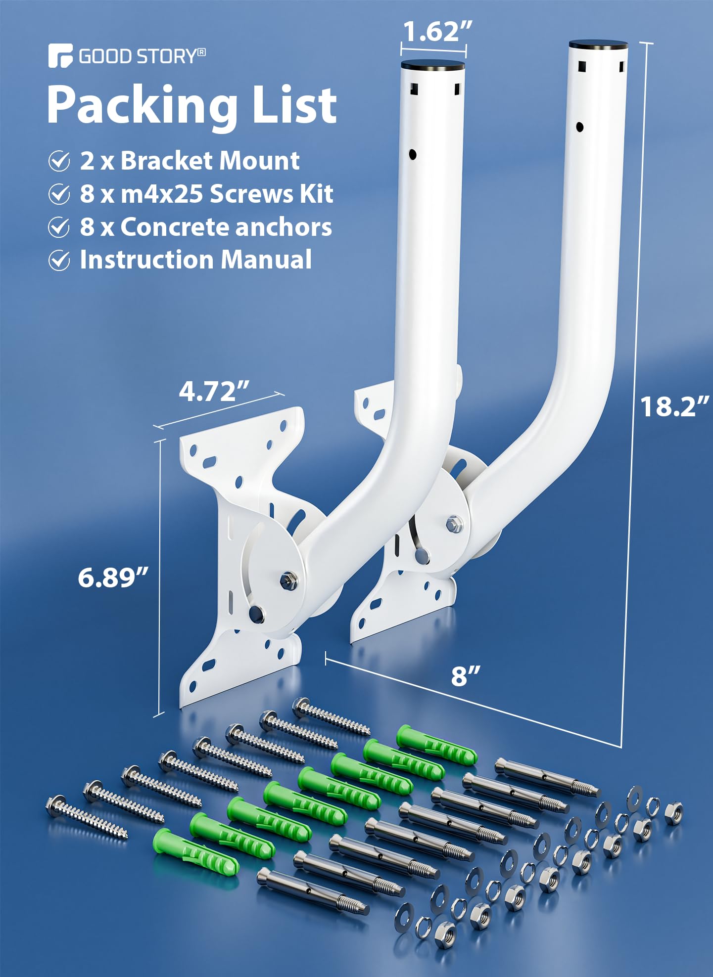 2-Pack Universal Antenna Mount - Heavy-Duty Reversible J-Pole Bracket for Outdoor Antennas, WiFi Extenders, Wireless Bridges, Point-to-Point, Starlink
