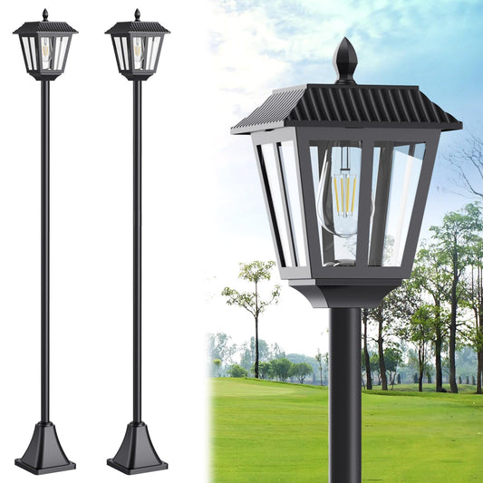 68" Solar Lamp Post Light Outdoor - 3000K Warm White, IP45 Waterproof Post Solar Lights Outdoor, Pole Lights Decorative Lamp for Yard Garden Patio
