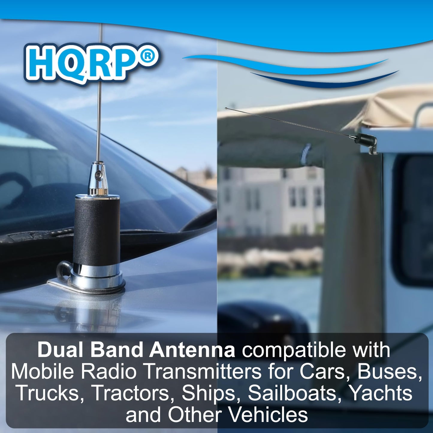 HQRP Dual Band Antenna, 144MHz VHF and 430MHz UHF Two Way Antenna for Motorola Kenwood Icom Vertex Blackbox HYT Hytera Mobile Radios with NMO Mount