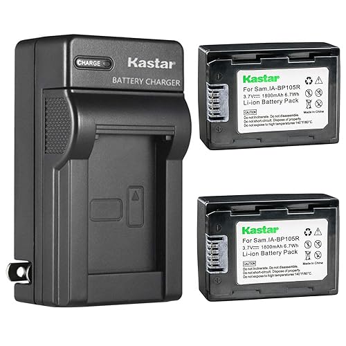 Kastar 2-Pack Battery and AC Wall Charger Replacement for Samsung IA-BP105R, IA-BP210R, AD43-00201A Battery, Samsung HMX-F90WN, HMX-F90WN/XAA