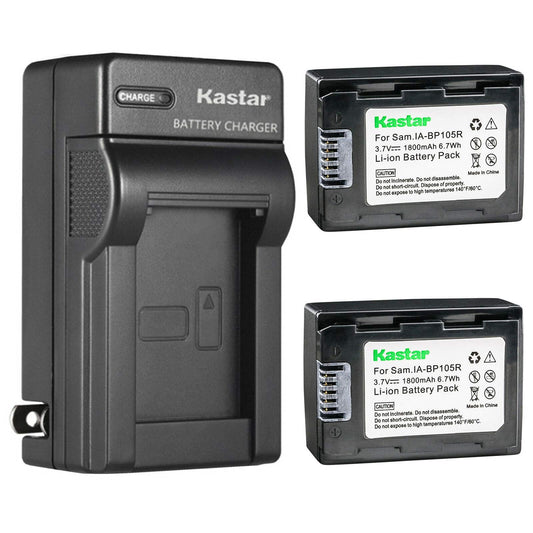 Kastar 2-Pack Battery and AC Wall Charger Replacement for Samsung IA-BP105R, IA-BP210R, AD43-00201A Battery, Samsung HMX-F90WN, HMX-F90WN/XAA