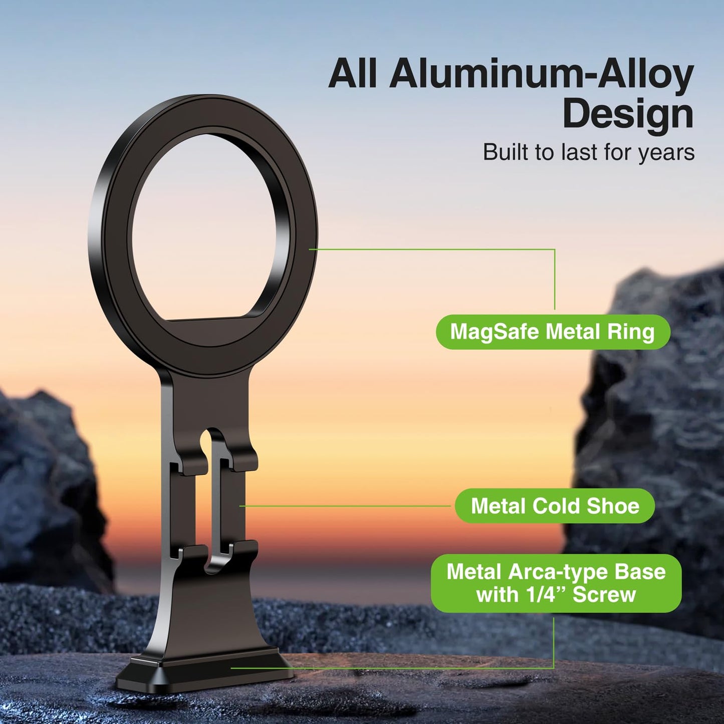 elitehood Aluminum Magsafe Tripod Phone Mount, Compact Phone Holder for Tripod with Arca Swiss Quick Release Plate & 1/4" Screw Adapter, Magnetic