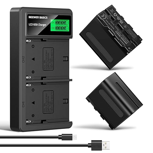 NEEWER Basics 2Pcs NP-F970 7800mAh Replacement Battery Dual USB Charger Compatible with Sony NP-F970 F960 F950 F770 F750 F570 F550 FX3 FX30 A7 Canon