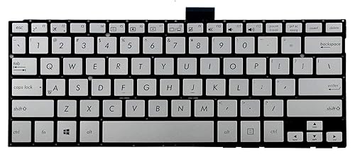 New English Laptop Keyboard (Without Frame) Replacement for Asus Q304 Q304UA Q304UA-BHI5T11, US Layout Silver Color