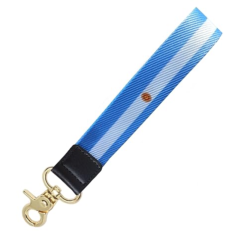 Argentina Flag Keychain,Argentinean Wristlet Strap Lanyard Keychain Holder with Key Ring Cell Phone lanyards Key Chain Holder,Be Used for Car ID
