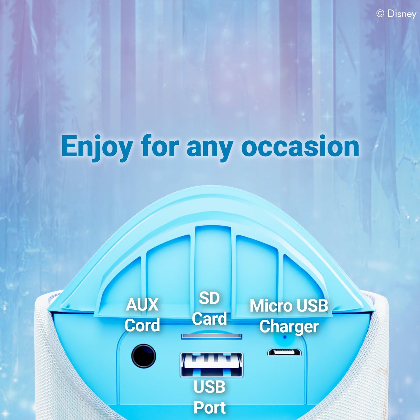 iJoy Disney Frozen Anna and Elsa Fan Splashproof Wireless Speaker - Bluetooth Speaker W/ 3 Hrs Playtime/SD Slot/FM Radio - Disney Frozen Gifts
