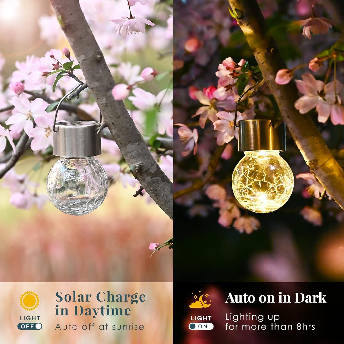 SOLPEX 12 Pack Hanging Solar Lights Outdoor,Solar Outdoor Lights Decorative, Solar Powered Waterproof Light, Hanging Globe Light for Garden, Yard