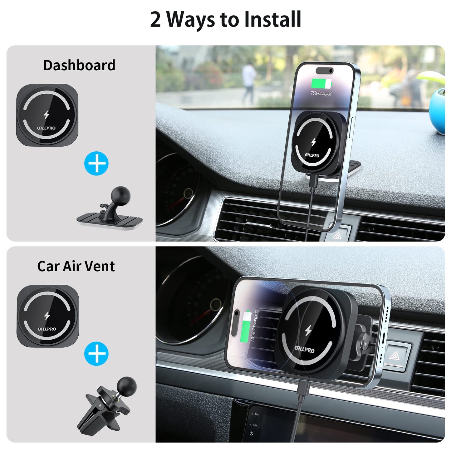 OHLPRO for Magsafe Car Charger Mount, Magnetic Wireless Car Mount for iPhone 17 Pro Max, 16/15 Series, 15W Fast Charging Phone Holder Vent