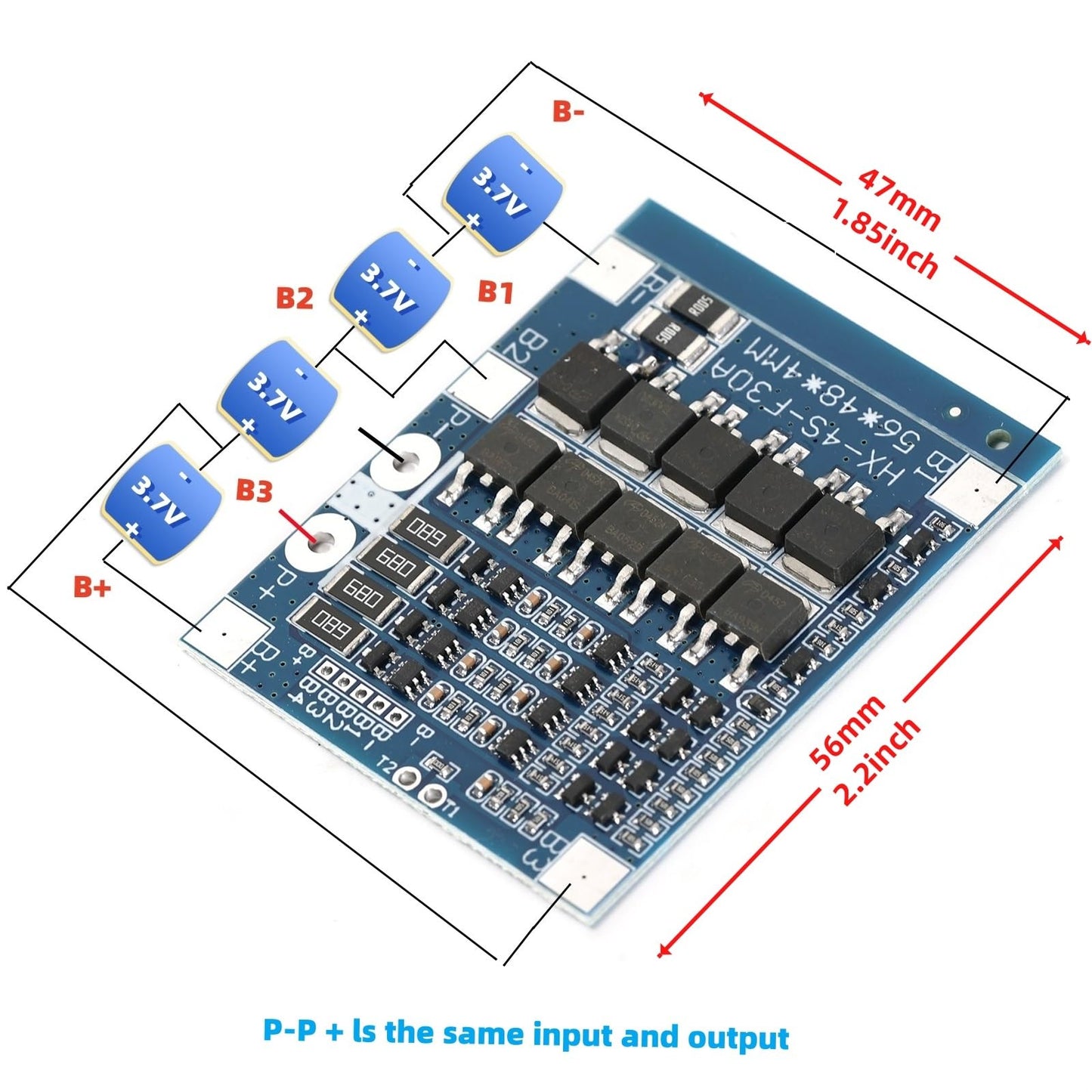 Ruimou 2Pcs LiFePo4 BMS 4S 30A 12.8V Battery Charging Protection Board Suitable for Electric Bicycles, Electric Motorcycles, Energy Storage…