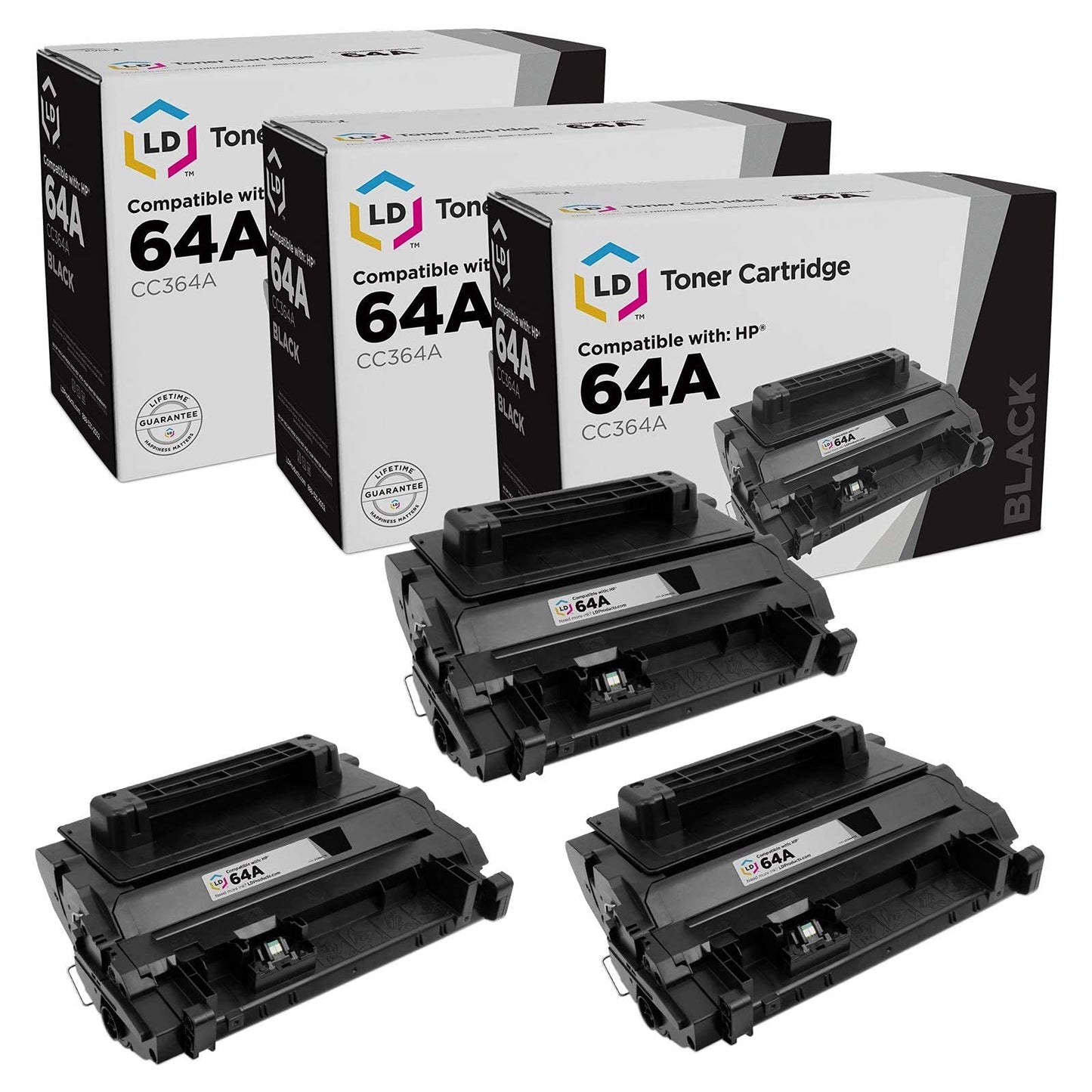 LD Products Compatible Toner Cartridge Replacement for HP 64A CC364A (Black, 3-Pack) for use in Laserjet: P4014dn, P4014n, P4015dn, P4015n, P4015tn