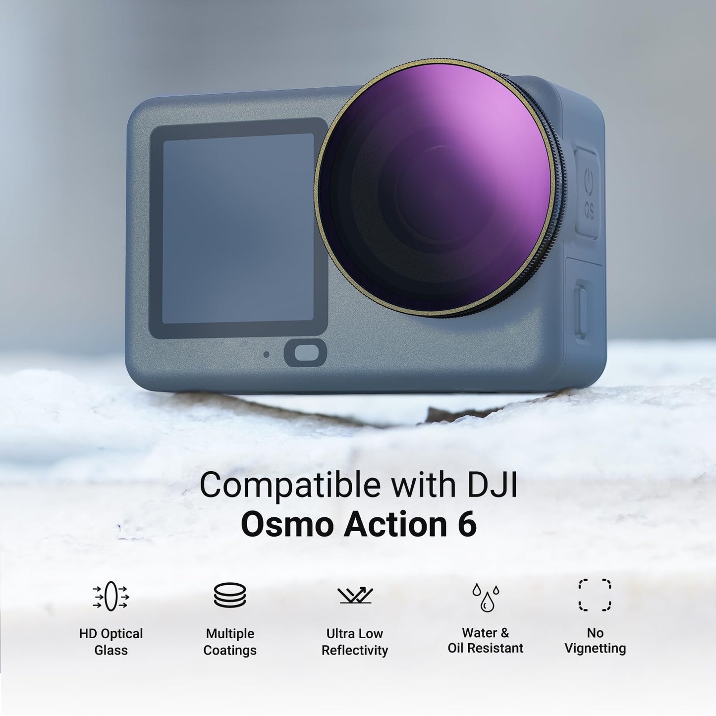 NEEWER CPL + ND Filter Set Compatible with DJI Osmo Action 6 Only, 4 Pack ND8/16/32 Adjustable Circular Polarizing, Lens Polarizer, Screw
