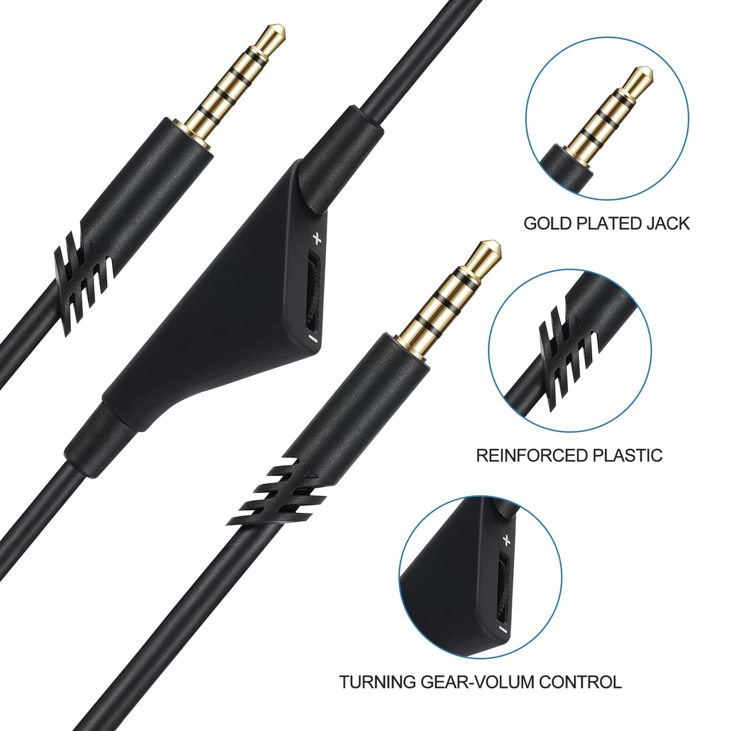 Astro A40 Replacement Headphone Cable with Volume Control 6.5 Ft/2.0 M Audio Cable Compatible with Astro A10, Astro A30, Astro A40, Astro A40TR…