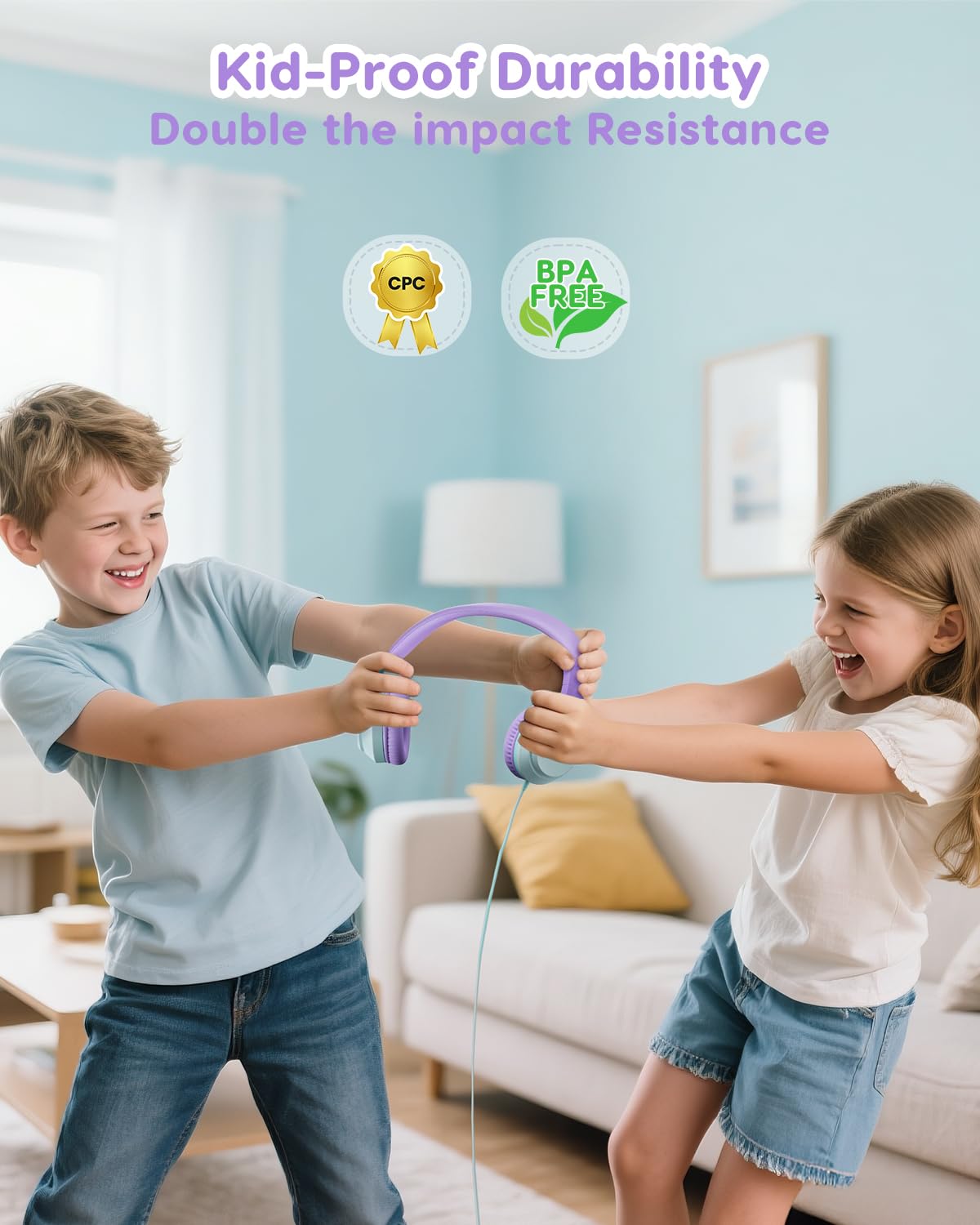 Acer Kids Headphones, 74/85/94dB Volume Limiter, Foldable Wired Over Ear Headphones for Travel, 3.5mm Jack, Toddler Headphones for School, iPad