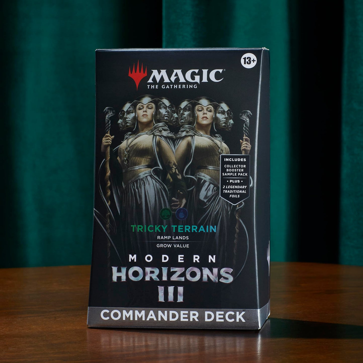 Magic: The Gathering Modern Horizons 3 Commander Deck - Tricky Terrain (100-Card Deck, 2-Card Collector Booster Sample Pack + Accessories)
