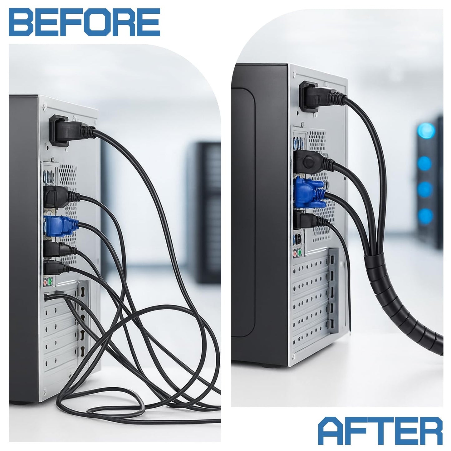 Brvlsoc Spiral Cable Wrap - 20 Ft Durable PE Cord Sleeve for Computer, TV, and Electrical Wire Organization
