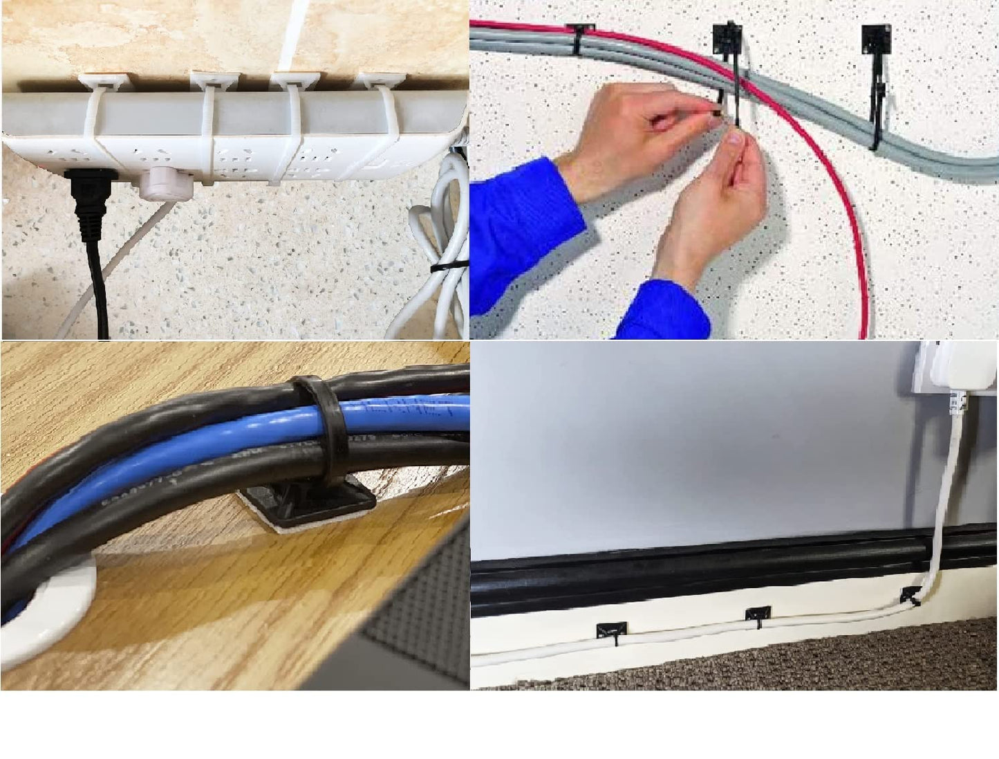 50 Pcs 3M Back-Glue Self Adhesive Cable Zip Tie Mounts Self-adhesive Tie Holders Backed Zip Tie Base Holders for Office Home Cable Wire