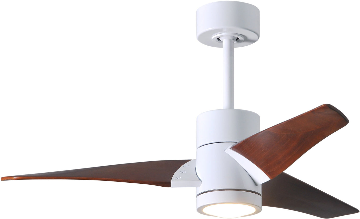 Matthews SJ-WH-WN-42 Super Janet Damp Rated 42" Ceiling Fan with LED Light and Remote & Wall Control, Silent DC Motor, 3 Solid Wood Blades, Gloss