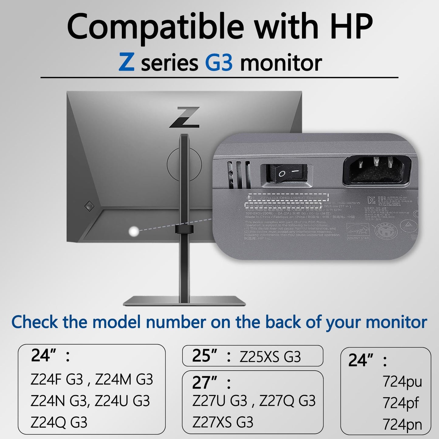 Z27K G3 Vesa Mount Adapter Compatible with HP Z Serie G3 Monitor(Fit Z24F,Z24M,Z24N,Z24U,Z24Q,Z25XS,Z27K,Z27U,Z27Q,Z27XS,724pu,724pf,724pn)-75x75