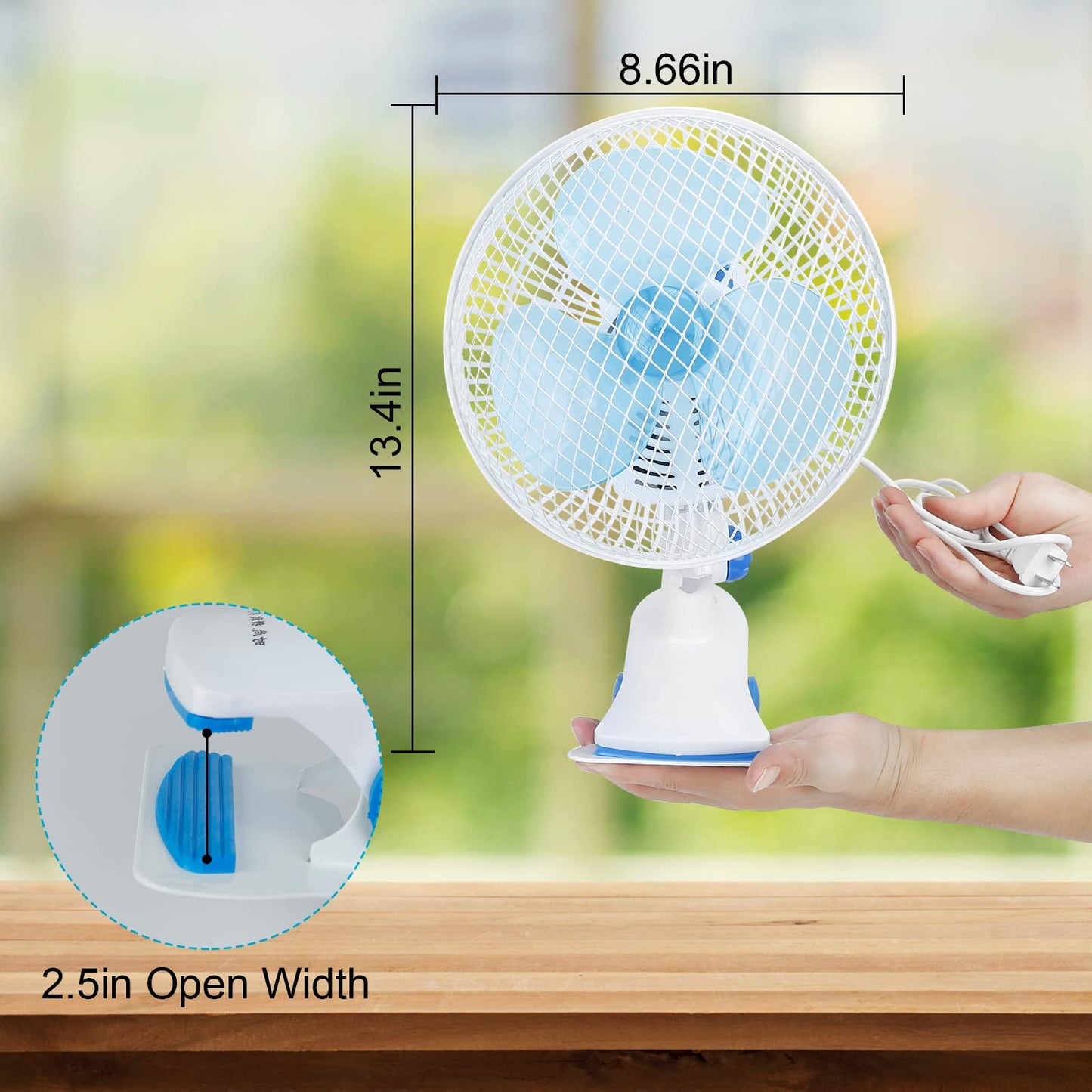 8-Inch Clip on Fan, 2 Speed Convertible Desk Fan with Strong Clamp, Tilting and Shaking with Strong Airflow, Quite, Powerful Clip Fa n on Bed and Desk