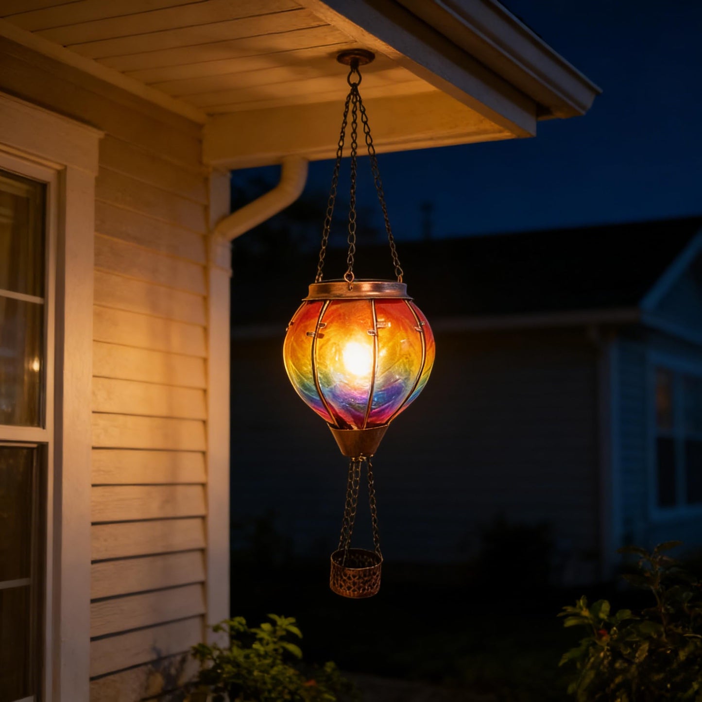 Hot Air Balloon Solar Lantern with Flickering Flame Hanging Solar Lanterns Outdoor Lights Waterproof Lanterns Decorative Garden Patio Yard Party