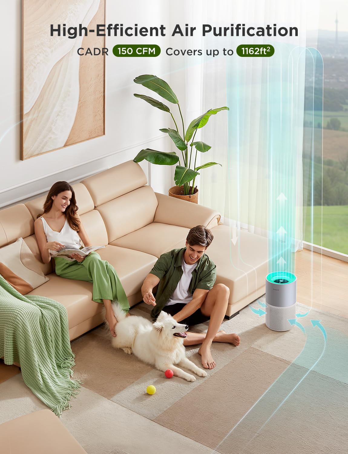GoveeLife Air Purifier for Bedroom, Covers up to 1162ft², 24dB Sleep Mode