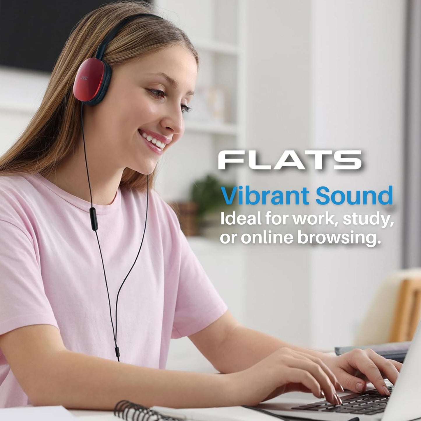 JVC Flats On-Ear Wired Headphones - Flat Foldable Design - 30mm Driver for Powerful Sound - Soft Ear-Pads for Comfort - Steel Headband - Lightweight…