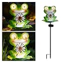 esgarden Solar Frog Garden Stake Light with Dynamic Moving LED Eyes, Outdoor Metal Figurine Sculpture Statue, Cute Animal Yard Art Decor, Warm White
