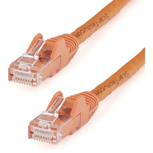 StarTech 100ft CAT6 Ethernet Cable - Orange CAT 6 Gigabit Ethernet Wire - 250Mhz 100W PoE RJ45 UTP Network Patch Cord Snagless with Strain