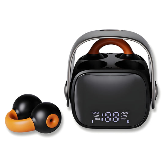 BEVCEFCC Wireless Ear Clip Headphones Bluetooth 5.3 - Lightweight Bone Conduction Earbuds with LED Display, Open Ear Earphones Compact Mini Design…