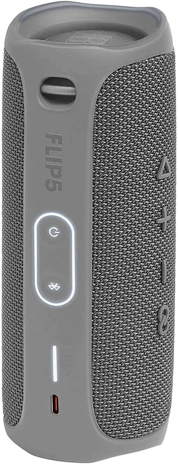 JBL Flip 5 Waterproof Portable Bluetooth Speaker for Travel, Outdoor and Home - Wireless Stereo-Pairing - Includes Microfiber Cleaning Cloth - Gray