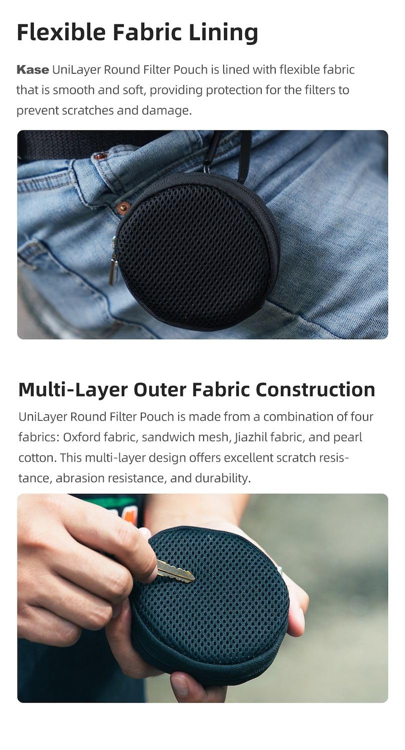 Kase Unilayer Filter Zipper Storage Pouch Holds up to 82mm