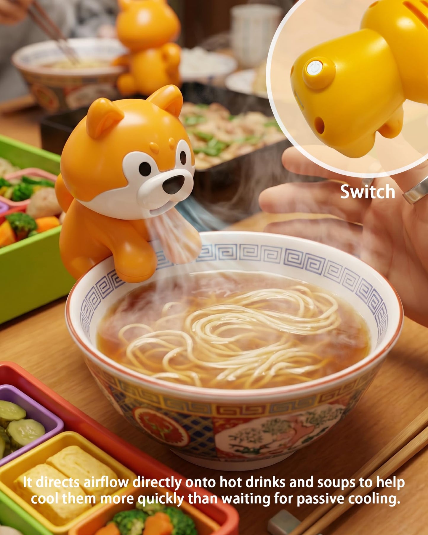 Clip-On Mini Fan for Cup & Bowl - Dog-Shaped Air-Blowing Cooling Attachment