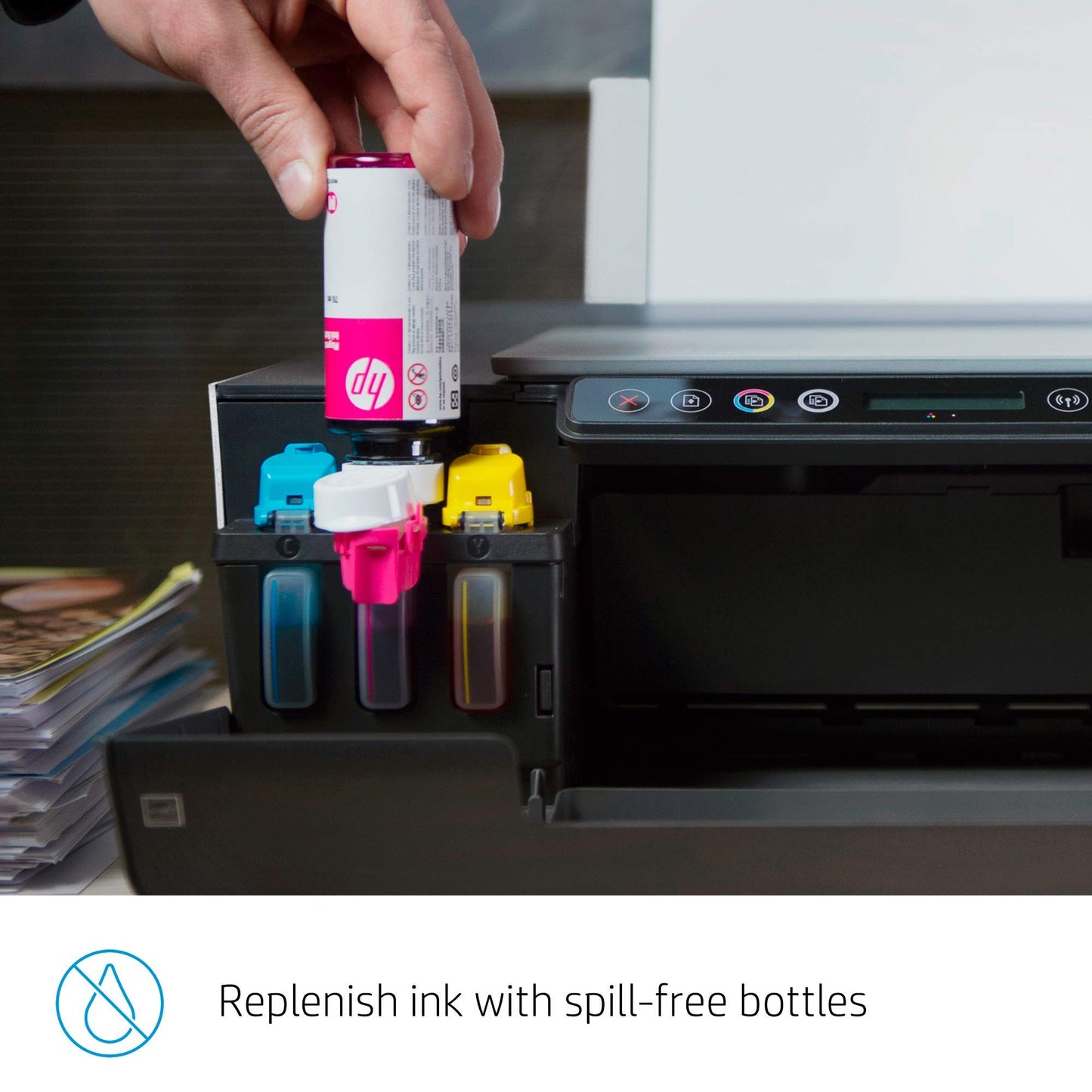 HP Smart-Tank Plus 551 Wireless All-in-One Ink-Tank Printer | up to 2 Years of Ink in Bottles | Mobile Remote Print, Scan, Copy (6HF11A) (Renewed)