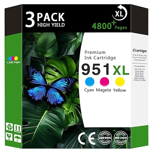 951XL High Yield Ink Cartridges Compatible for Combo Pack HP 950 951 Replacement for Officejet Pro 8100 8600 8610 8615 8620 8625 8630 251DW 276DW