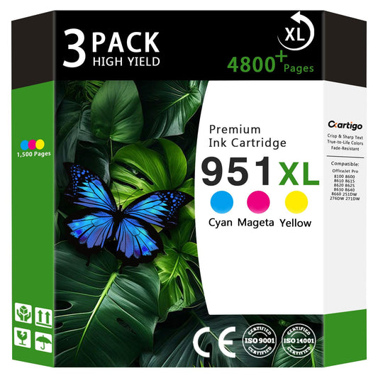 951XL High Yield Ink Cartridges Compatible for Combo Pack HP 950 951 Replacement for Officejet Pro 8100 8600 8610 8615 8620 8625 8630 251DW 276DW