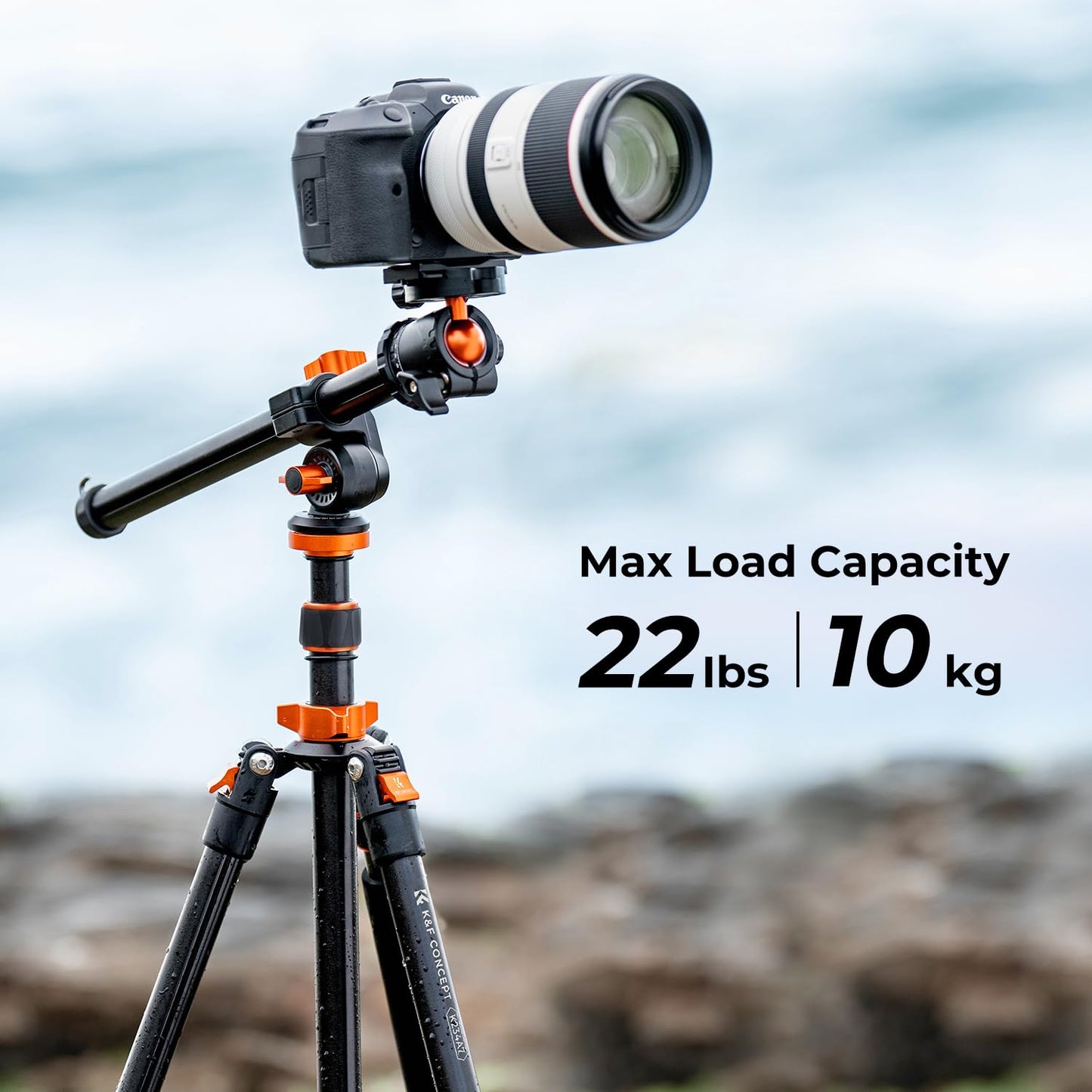 K&F CONCEPT 78 inch DSLR Camera Tripods with Magnesium Alloy Rotatable Multi-Angle Center Column,Load Capacity up to 22lbs/10kg