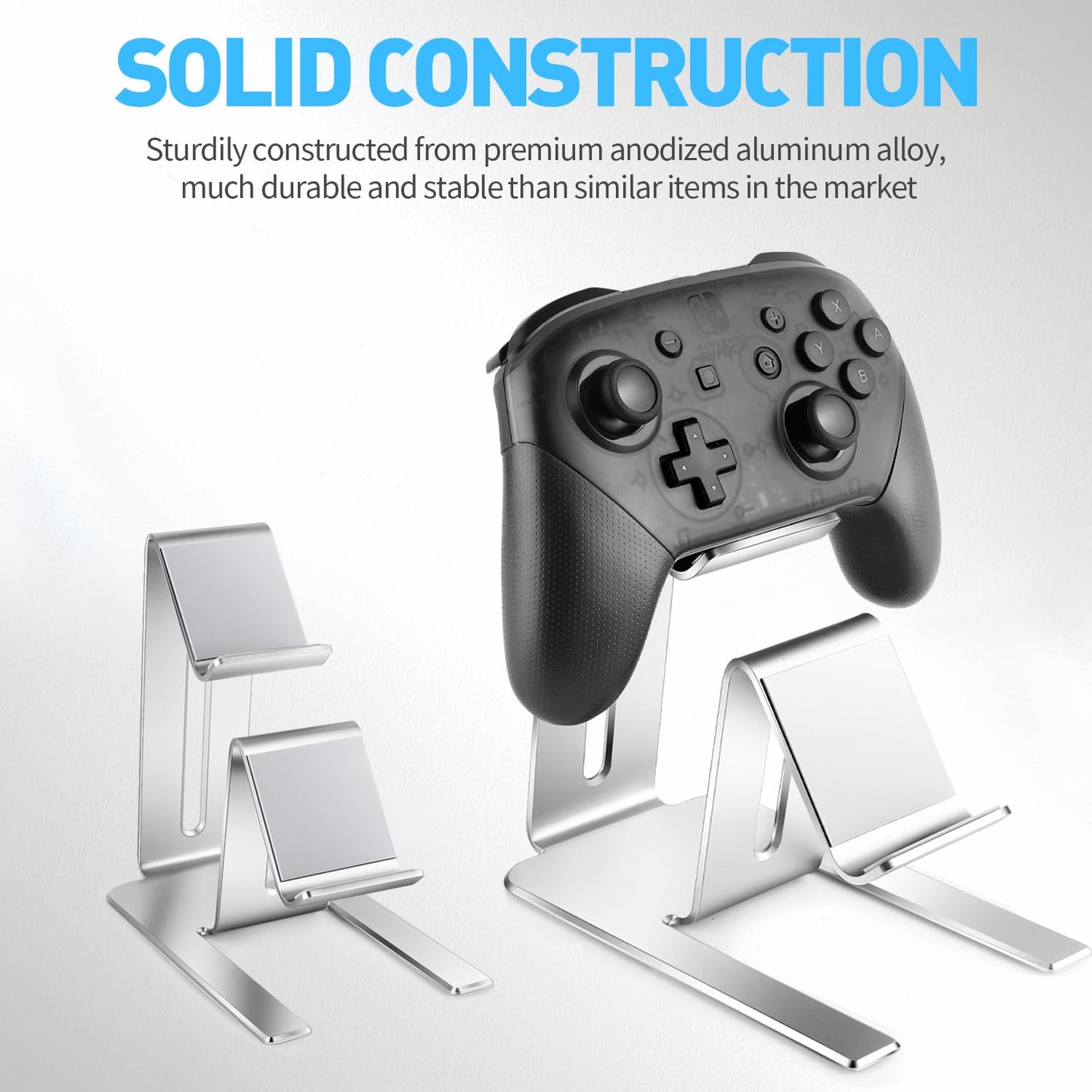 Controller Holder - 2 Tier Universal Aluminum Display Stand Accessories PC Gaming Desk Decor Stuff Gamer Gifts for Xbox Series X S, Elite 2, PS5, PS4
