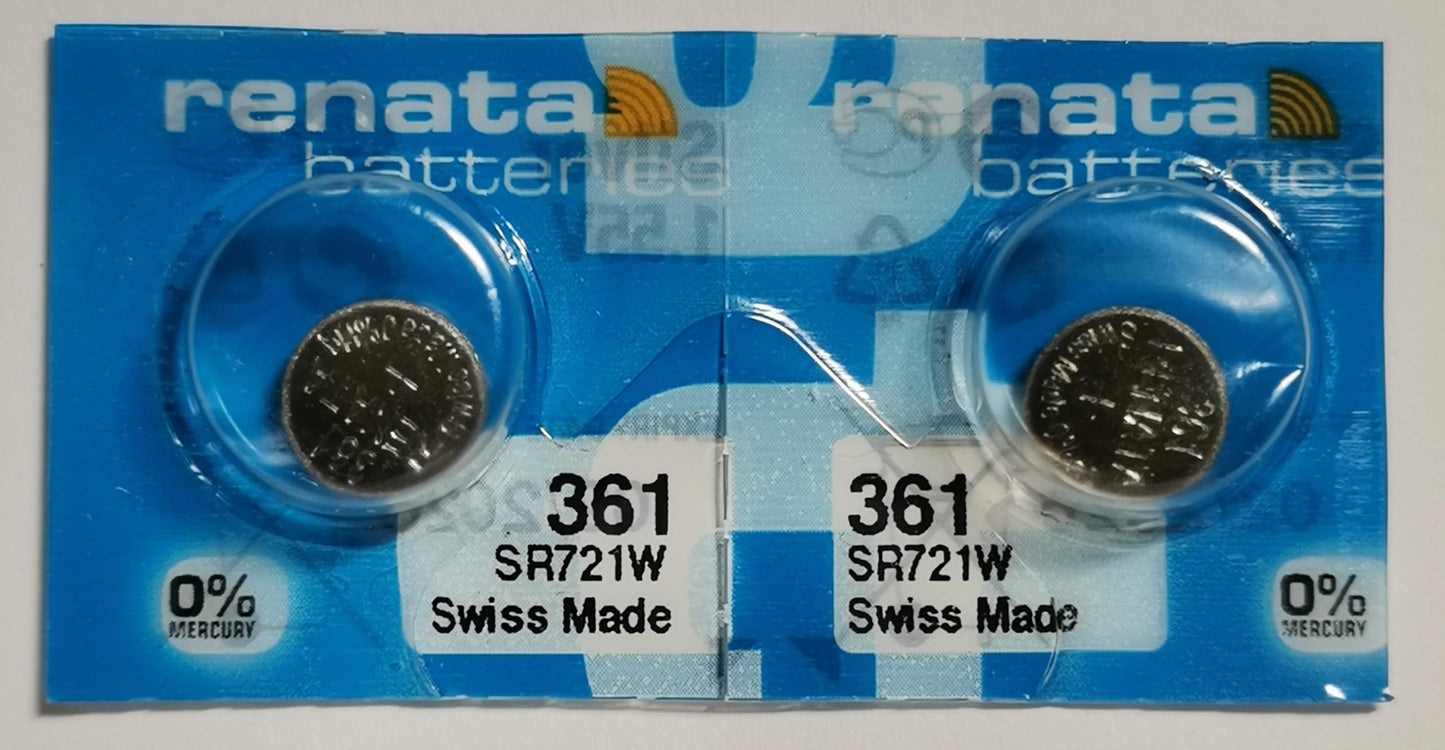 Renata 361 SR721W Batteries - 1.55V Silver Oxide 361 Watch Battery (2 Count)