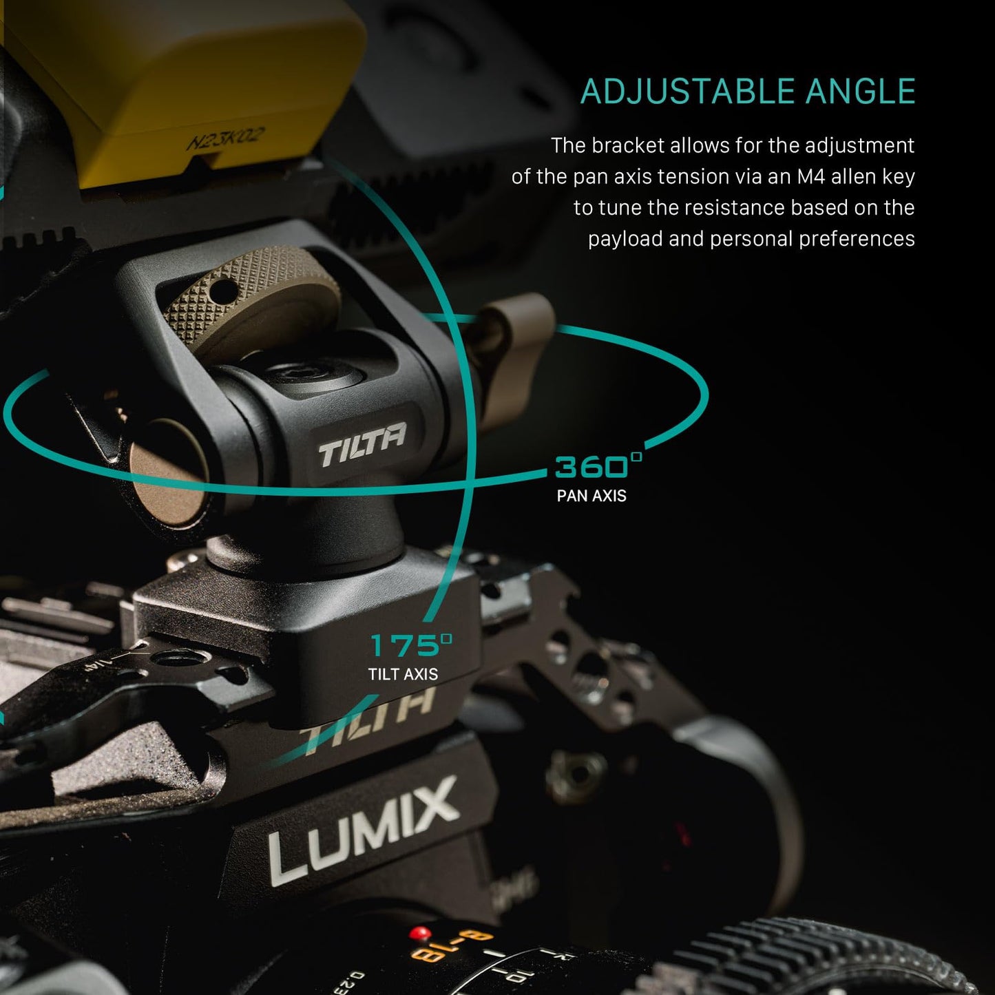 Tilta Camera Monitor Mounting Bracket | NATO Clamp Mount for External Monitor Accessories | Supports 4.4lb Load | 360° Rotation 175° Tilt | Aluminum