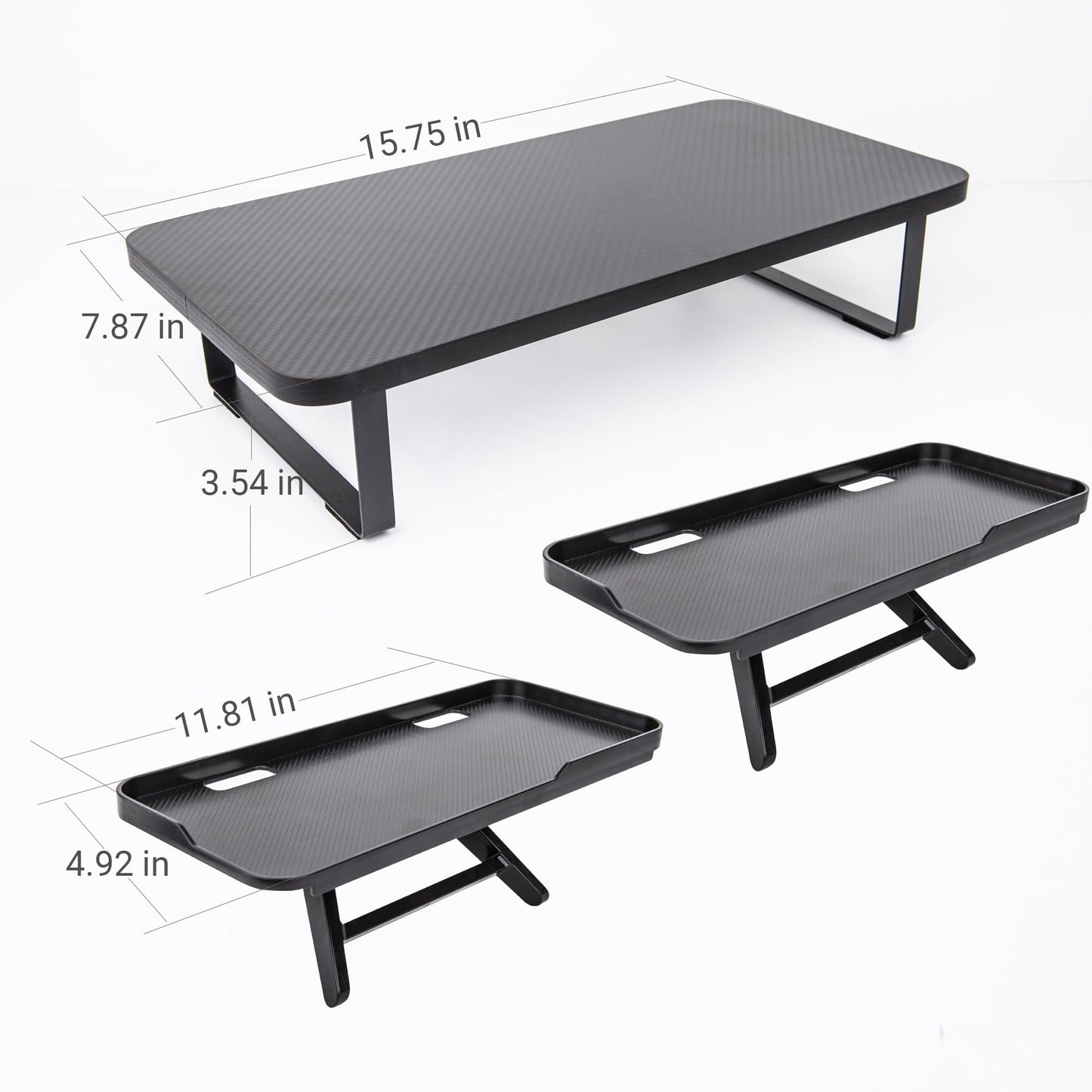 Umbrotiger Ergonomic Monitor Stand with 2 Storage Shelves and Cable Holes - Space-saving gaming/office desk storage rack, suitable