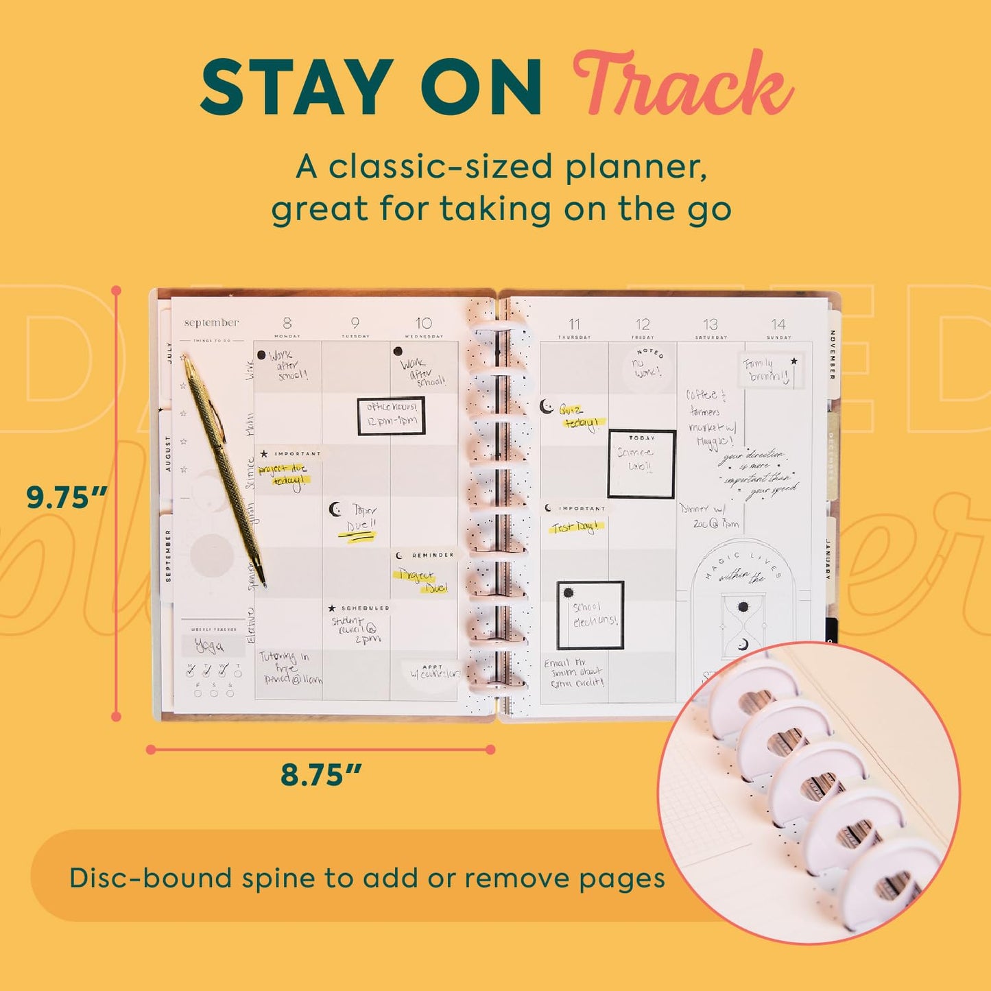Happy Planner Disc-Bound 12-Month July 2025-June 2026 Planner with 3 Extra Months, Classic Size, Student Layout, Painted Gradients