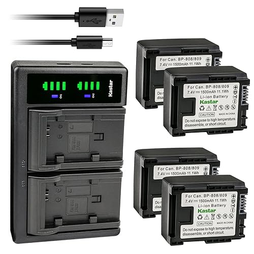 Kastar 4-Pack Battery and LTD2 USB Charger Replacement for Canon VIXIA HG20, VIXIA HG21, VIXIA HF G10 HFG10, VIXIA HF G20 HFG20 Camera