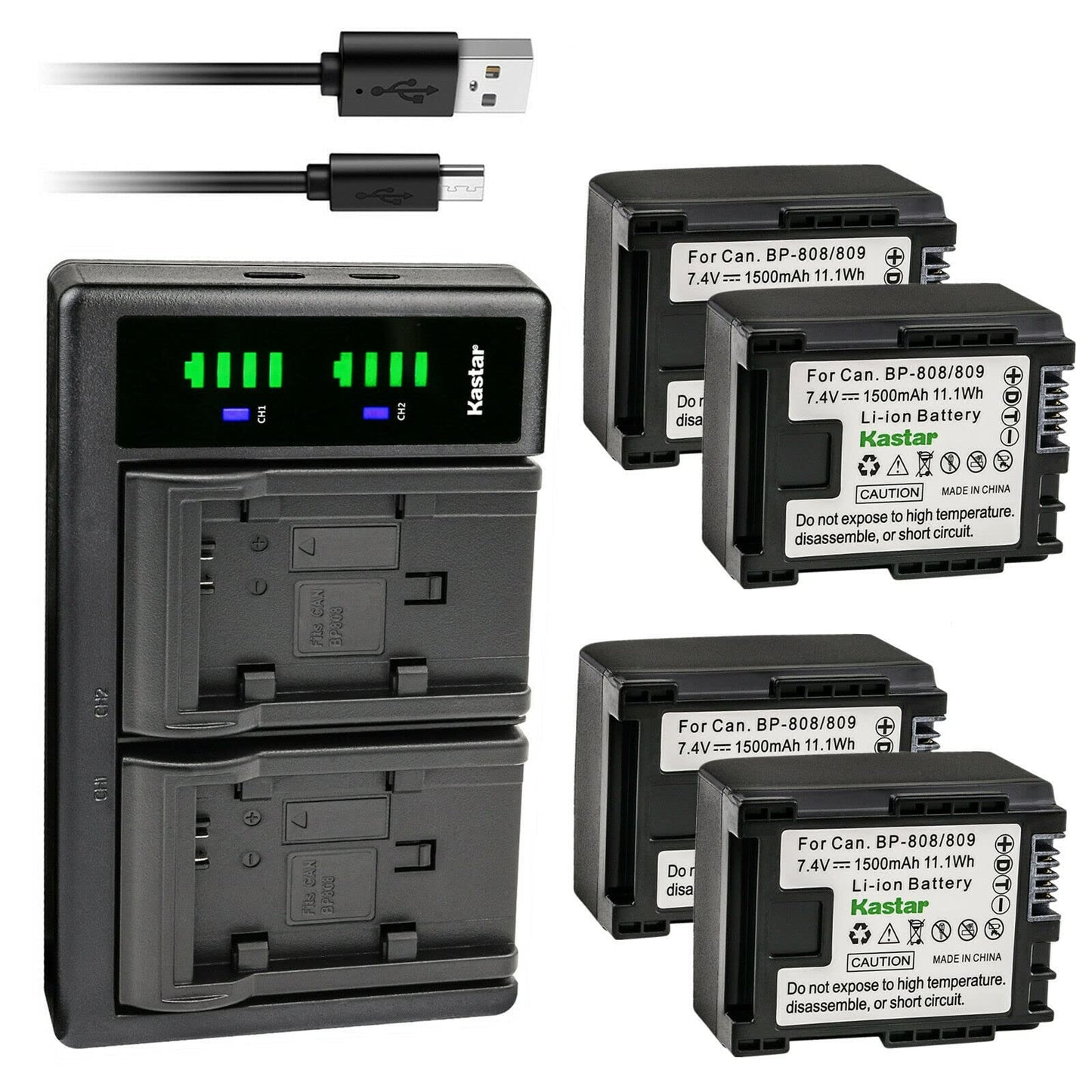 Kastar 4-Pack Battery and LTD2 USB Charger Replacement for Canon VIXIA HG20, VIXIA HG21, VIXIA HF G10 HFG10, VIXIA HF G20 HFG20 Camera