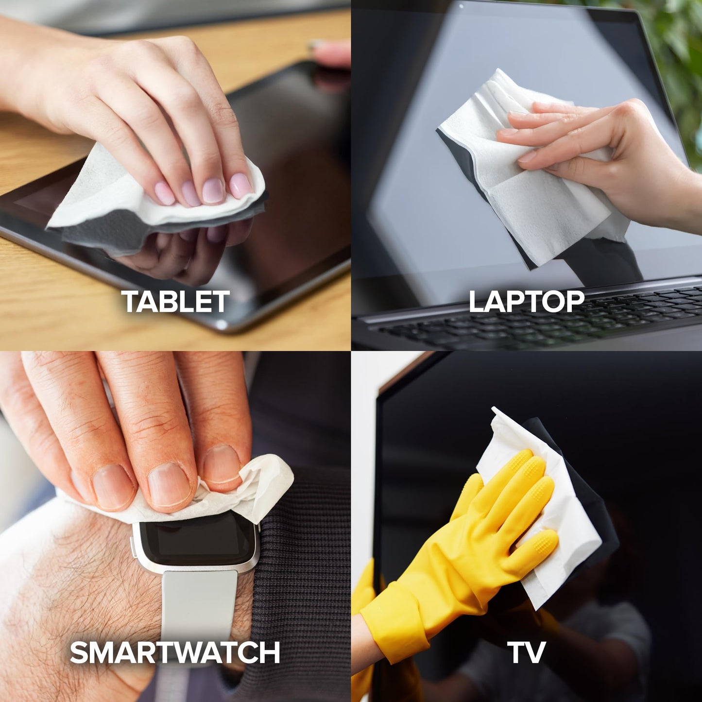 Electronic Screen Cleaner Wipes (80 Count, 2 Pack), Streak Free Pre-Moistened Wipes for Cleaning TVs, Laptops, Phones, Watches, Glasses, Cameras