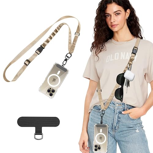 TiMOVO Phone Lanyard Crossbody, Adjustable Anti Theft Strap for Travel, Khaki